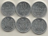 MOLDOVA SET / LOT ( 3 buc ) 5 BANI + 10 BANI + 25 BANI 2017 a UNC
