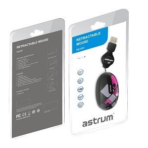 Astrum Mouse Optic AeroTiny USB 2.0 Retractabil Negru/Roz foto