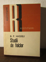 B. P. HASDEU--STUDII DE FOLCLOR foto