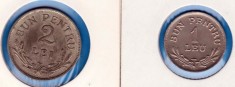 (R) SET MONEDE ROMANIA - 1 LEU 1924 SI 2 LEI 1924 - POISSY (FULGER) foto