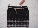 Fusta Neagra Scurta Office, Talie Normala, Accesorii Aurii, 4 Buzunare, Curea Bej. Bumbac/Elastan. Marimi 38 40. Fusta creion, mulata