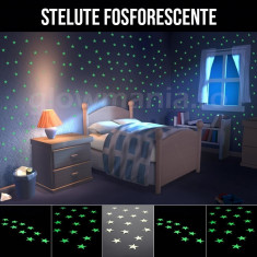 Set 10 Stelute glow audoadezive fosforescente verzi foto