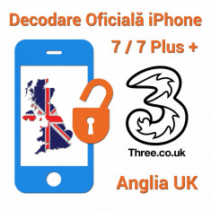 Decodare oficiala iPhone 7 7Plus+ 3Hutchison Anglia UK deblocare retea neverlock foto