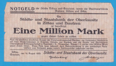 (1) BANCNOTA GERMANIA - ZITTAU SI BAUTZEN - 1 MILLION MARK 1923 (16 AUGUST 1923) foto