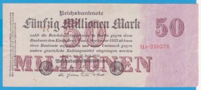 (1) BANCNOTA GERMANIA - 50 MILLIONEN MARK 1923 (25 IULIE 1923) - UNIFATA foto
