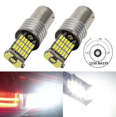 Bec BA15S LED 45x SMD4014 Alb Xenon 6500k DRL pozitie marsarier 1156 A070 foto