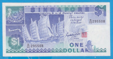 (4) BANCNOTA SINGAPORE - 1 DOLLAR 1987, STARE FOARTE BUNA foto