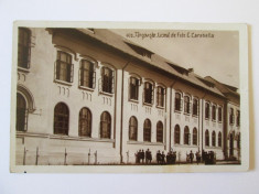 Rara! C.P. Targoviste liceul C.Carabella 1930 francata:trenul 60 Petrosita-Titu foto