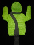 Geaca Dama Puf Scuarta Matlasata Verde Neon Impermeabila cu Gluga Fular Gri Iarna