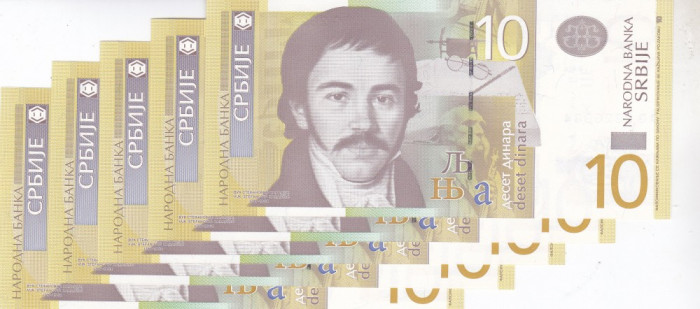 Bancnota Serbia 10 Dinari 2006 - P46a UNC ( pret ptr. 5 bancnote consecutive )