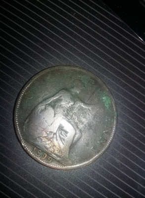 Moneda veche straina 1 peny 1899,regina brit,one penny,de colectie,Tp.GRATUIT foto