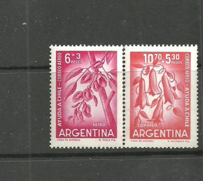 ARGENTINA - POSTA AERIANA FLORI, serie nestampilata, DF23
