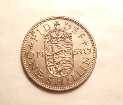 ANGLIA 1 SHILLING 1953 UNC / TREI LEI foto