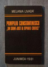 Melania Livada - Pompiliu Constantinescu. &amp;quot;Un Saint-Just al opiniei critice&amp;quot; foto