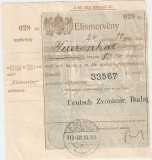 MAGYAR KIR ELISMERVENY CONFIRMARE DE PRIMIRE FACSAD FAGET 1913 26,80 korona