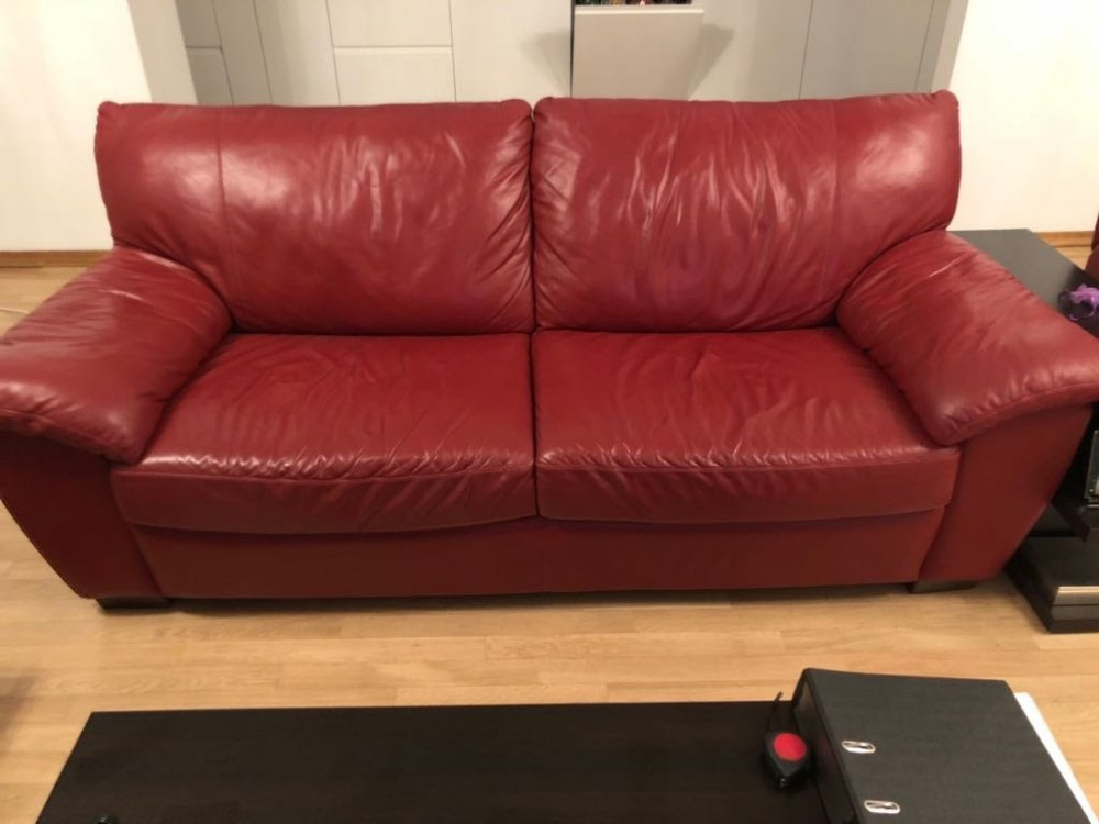 Canapea piele rosie IKEA | arhiva Okazii.ro