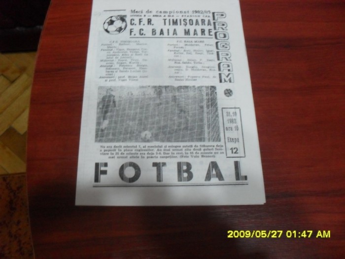 Program CFR Timisoara - FC Baia M.