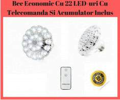Bec Economic Cu 22 LED-uri Cu Telecomanda Si Acumulator Inclus foto
