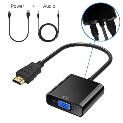 Adaptor convertor HDMI la VGA + cablu audio + alimentare xbox PS4 laptop pc foto