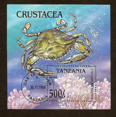 TANZANIA 1994 - CRUSTACEE. CRAB. COLITA STAMPILATA, PT15 foto