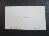 Carte de vizita PETRU MANOLIU (1937, cu mesaj si semnatura pt SICA ALEXANDRESCU)