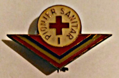 INSIGNA PIONIER SANITAR CLASA 1 VARIANTA MICA 30/19 MM PIONIERI foto