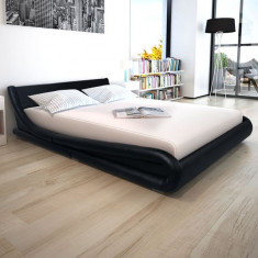 Cadru de pat cu LED, piele artificiala, 160 x 200 cm, negru foto