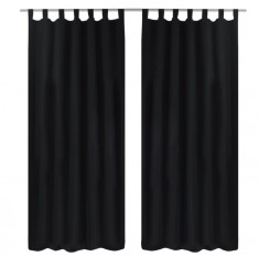 Draperii micro-satin cu bride, 140 x 175 cm, negru, 2 buc. foto