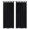 Draperii micro-satin cu bride, 140 x 175 cm, negru, 2 buc.