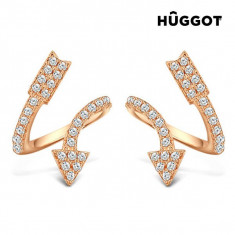 Cercei din Argint Sterling 925 Placati cu Aur Roz 18 K cu Zirconii Arrow Huggot foto