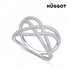 Inel din Argint Sterling 925 cu Zirconii Diadem Huggot18,1 mm foto