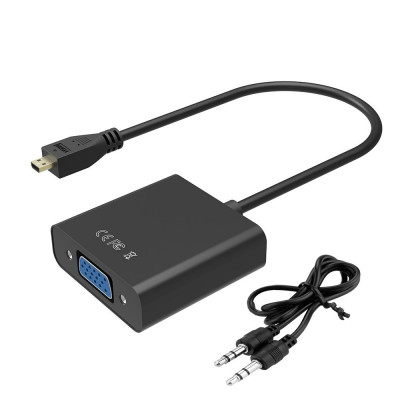 Adaptor convertor micro HDMI la VGA + cablu audio pt PC laptop tableta proiector foto