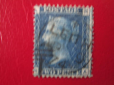 ANGLIA REGINA VICTORIA 1869 BLUE PLATE 2D foto