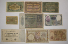 Colectie 9 bancnote Europa Germania Ucraina 1916 - 1951 foto