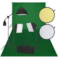 Set Studio: Fundal verde 3 Becuri Lumina zilei si Reflector foto