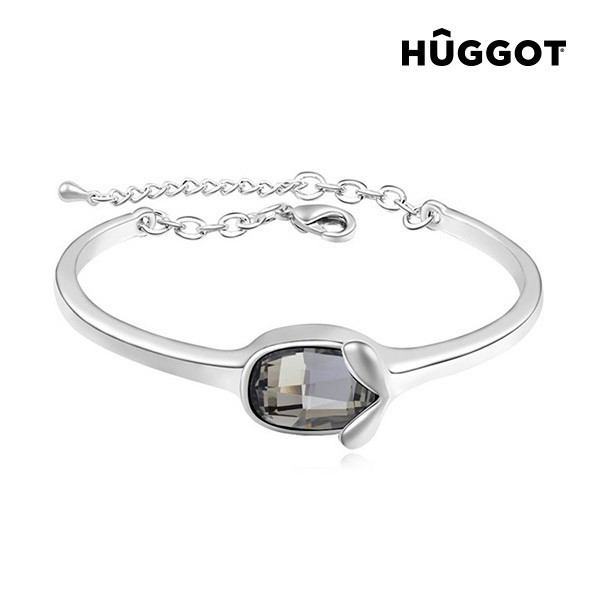 Brăţară Placată cu Rodiu Face Hûggot Creată cu Cristale Swarovski® (Ø 6 cm) foto mare Brăţară Placată cu Rodiu Face Hûggot Creată cu Cristale Swarovski® (Ø 6 cm) foto mare