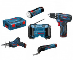 Set Bosch 5 scule 10,8 V Li-ion - GSR 10,8-2-LI, GSA 10,8 V-LI, GML 10,8 V-LI, GOP 10,8 V-LI, GLI 10,8 V-LI L-Boxx foto