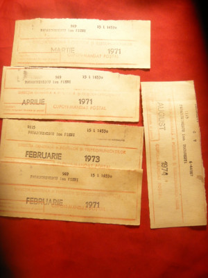 5 Cupoane de mandat postal 1971-1974 foto