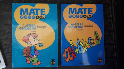 MATEMATICA ALGEBRA GEOMETRIE CLASA A VIII A PARTEA 1 +2 NEGRILA foto