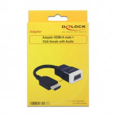 Adaptor HDMI la VGA cu Audio DELOCK 65587 15 cm Alb Negru foto