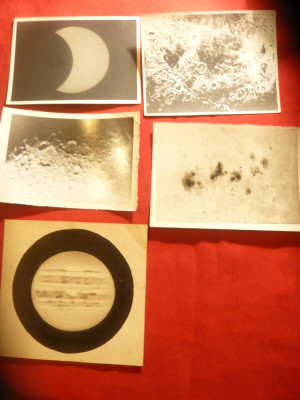 Set 5 fotografii cosmice vechi luate cu telescopul ,dim. mici si medii, anii &amp;#039;50 foto