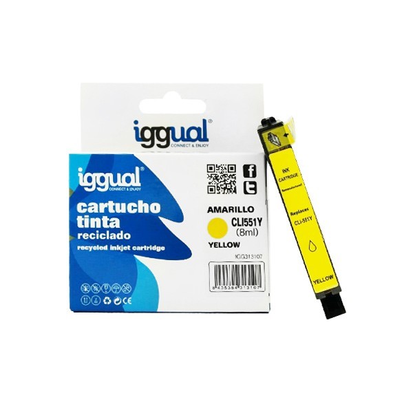 Cartuș de Cerneală Reciclată iggual Canon IGG313107 Galben Cartuș de Cerneală Reciclată iggual Canon IGG313107 Galben