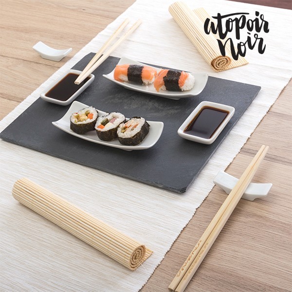 Set de Sushi cu Tavă din Ardezie Atopoir Noir (11 piese) Set de Sushi cu Tavă din Ardezie Atopoir Noir (11 piese)