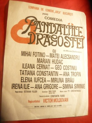 Afis al Teatrului de Comedie ARCA cu piesa Pandaliile Dragostei de Mircea Stefan foto