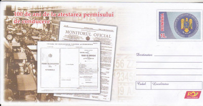 bnk ip 100 ani permis conducere - intreg postal 2013 necirculat foto