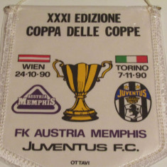 Fanion fotbal FK AUSTRIA MEMPHIS - JUVENTUS TORINO(Cupa Cupelor 1990)