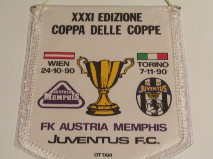 Fanion fotbal FK AUSTRIA MEMPHIS - JUVENTUS TORINO(Cupa Cupelor 1990)