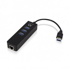 Hub USB Ewent EW1140 3 x USB 3.1 RJ45 Plug and Play foto