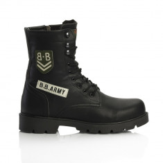 Ghete pentru barbati, de iarna, negre, cu siret, model unic, stil militar, piele ecologica - BB-army foto