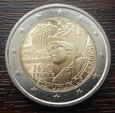 (M270) MONEDA AUSTRIA - 2 EURO 2018, 100 ANI DE LA INFIINTAREA REPUBLICII foto